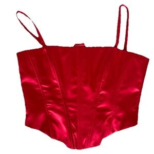 Jessica McClintock Gunne Sax 90s Satin Bustier Corset Sz 9/10 Holiday RED